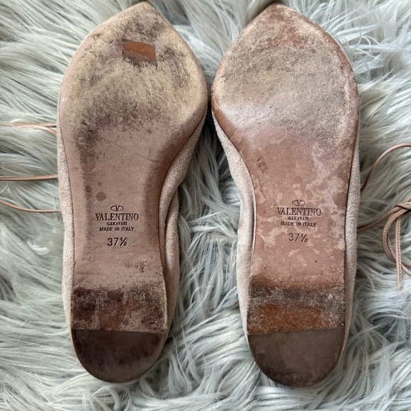 VALENTINO GARAVANI Suede Rockstud Lace-Up Ballet Flats Size 37.5 (7.5) - Picture 10 of 12